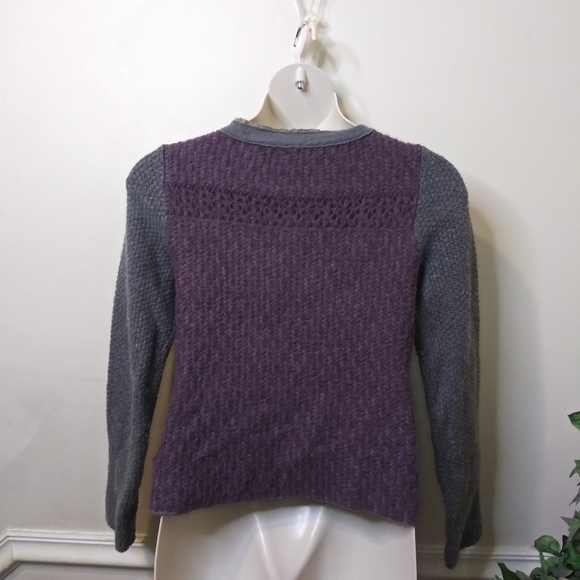 Free People Purple/Grey Asymetrical Button Front, Wool & Cashmere Blend Cardigan - Picture 5 of 8